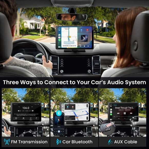 11" Large Wireless Apple CarPlay Screen for Car - with 4K Dash Cam/1080p BU cam - Picture 5 of 9